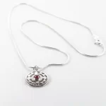 Small Mikaela Silver necklace with red garnet