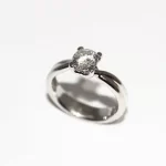 White gold wedding ring with diamond
