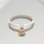 "Tulip" wedding ring with 0,50 ct cognac color diamond.